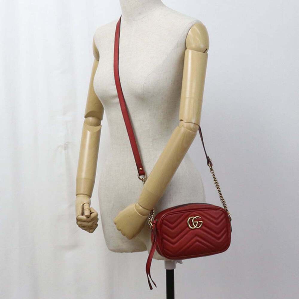 GUCCI Red GG Marmont Shoulder Bag - Picture 9 of 9